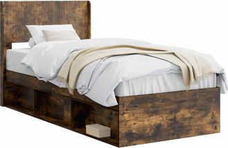 vidaXL Estructura De Cama Con Almacenamiento Y Cabecero Roble Ahumado Vidaxl