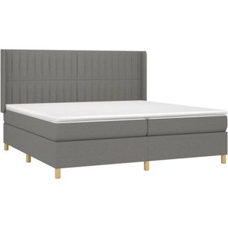 vidaXL Vidaxl - Cama Box Spring Con Colch&oacute;n Tela Gris Oscuro 200x200 Cm