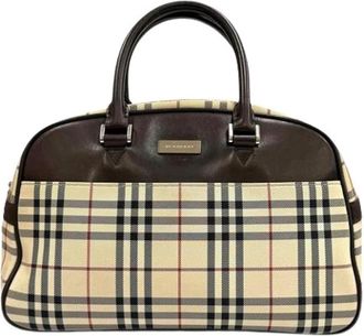 Burberry Pre-owned Canvas Handbag - Dames - Vintage Handtas - Beige - ONE Size - Leer - Vintage