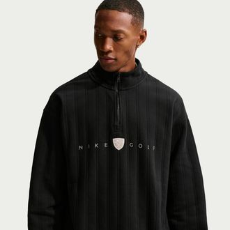 Nike Mens Fairway Fresh Therma-FIT Oversized 1/2-Zip Golf Top in Black | II0770-010