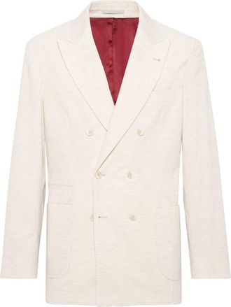 Brunello Cucinelli double-breasted corduroy blazer - men - Cotton/Cashmere - 52 - Neutrals