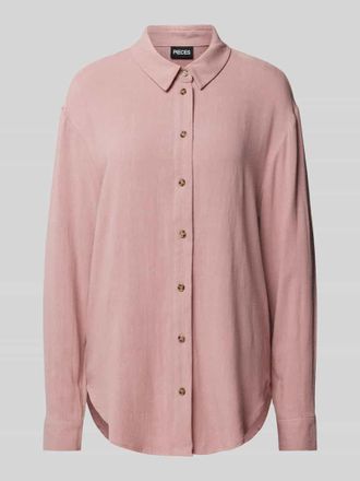 Pieces Oversized Hemdbluse mit Knopfleiste Modell VINSTY in Mauve, Gr&ouml;&szlig;e XS