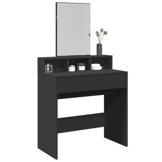 Berkfield Home Dressing Table with Mirror Black 80x41x144.5 cm