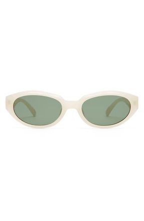 Le Specs Le Bijou 55mm Oval Sunglasses in Milk /Khaki Mono at Nordstrom