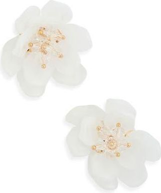 Nordstrom Rack Large Frosted Resin Flower Stud Earrings in White- Gold at Nordstrom Rack