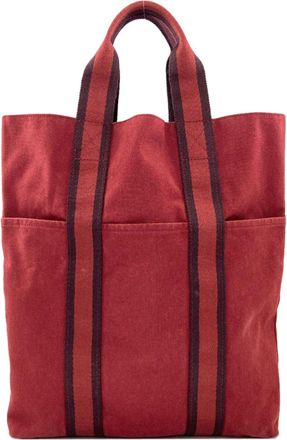Herm&egrave;s Red Color Canvas Tote Bag (Pre-Owned)
