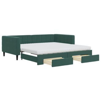 vidaXL Vidaxl - Divano Letto Estraibile Cassetti Verde Scuro 100x200cm Velluto