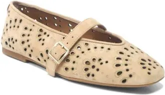Gentle Souls Wini Laser-Cut Mary Jane Flat in Porcini Suede at Nordstrom, Size 6.5