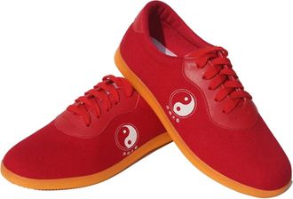 Generic Martial Arts Shoes,Taekwondo Tai-Chi Kung-Fu Trainers Adult Child Non-Slip Breathable Gym Outdoor Sports(Red,6.5 UK)