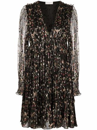 Sandro floral voile dress - women - Silk/Metallic Fibre/Polyester - 36 - Black