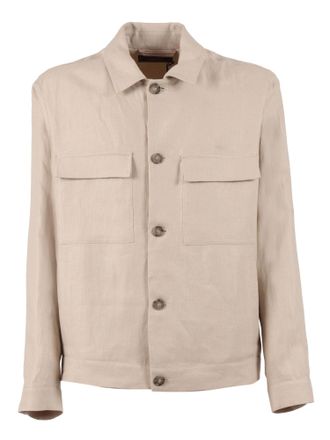 PESERICO Boxy Linen Button Down Jacket