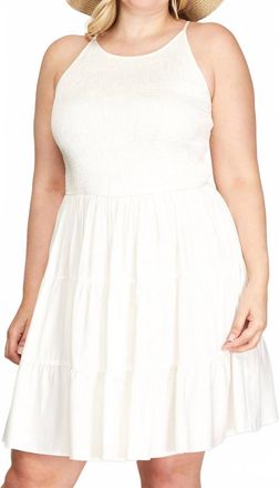 She + Sky Daffodil Cami Smocked Woven Tiered Dress - Plus In White