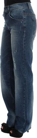 Ermanno Scervino Womens Blue Wash Cotton Blend Slim Fit Jeans Clothing