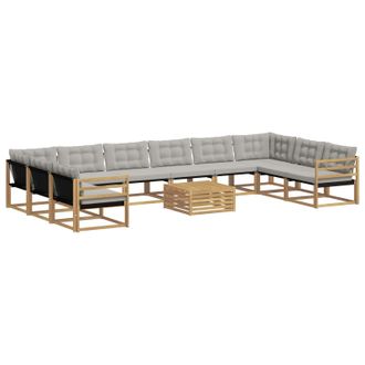vidaXL Set Di Divani Da Esterno 11 Pz Bianco E Grigio Chiaro Vidaxl