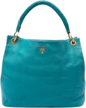 Prada Pre-owned Hobo Bag - Dames - Vintage Schoudertas - Blauw - ONE Size - Leer - Vintage