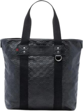 Gucci Pre-owned Tote Bags, female, Black, Size: ONE SIZE Pre-owned Embossed Leather Tote