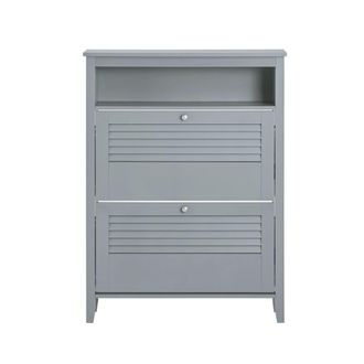 SoBuy Zapatero estrecho con 2 puertas y 1 estante abierto gris