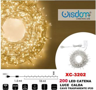Trade Shop Trade Shop - Catena Luminosa 200 Luci Led Lucciole Luce Calda Cavo Trasparente Ip20 Xc-3202