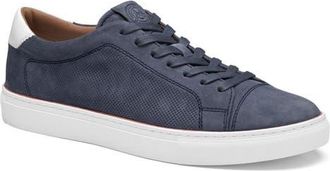 Johnston & Murphy Luther Perforated Leather Low Top Sneaker in Denim Italian Suede at Nordstrom, Size 11.5