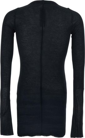 Rick Owens Mens T-Shirt Round Neck Black Viscose-Silk T-Shirts And Polos
