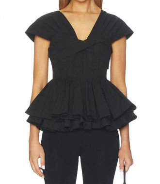 Maude Serena Tiered Ruffle Hem Top In Black
