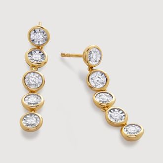 Monica Vinader Gold Round Diamond Cocktail Earrings Lab Grown Diamond