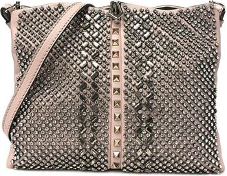 Valentino Poudre Calfskin Crystal-Embellished Rockstud Crossbody (Authentic Pre-Loved)