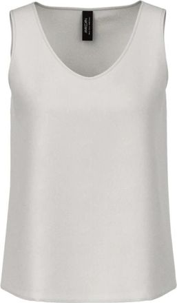 Marc Cain Zijden top met ronde hals - Dames - Tops zonder mouwen - Blauw - 3XL - Tops