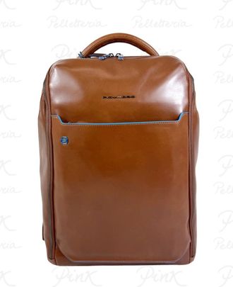 Piquadro Leren laptoprugzak met twee compartimenten 15.6 - Heren - Rugzakken - Bruin - ONE Size - Leer - Tassen