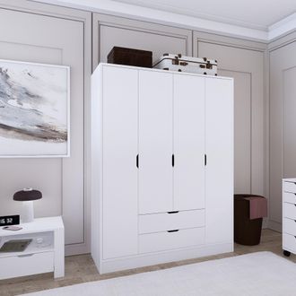 Dmora Armario Grande Padre, Ropero Dormitorio, 9 Estantes, 2 Cajones, 140x182h Cm Blanco