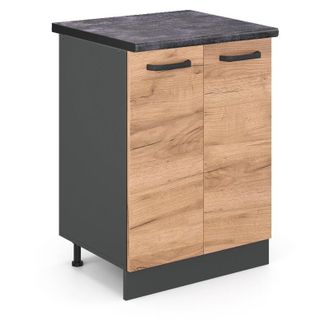 Vicco Mueble Bajo De Cocina R-line, Roble Dorado, 60 Cm, Et Antracita