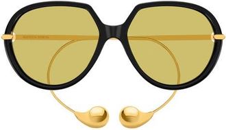 Bottega Veneta 60mm Round Sunglasses in Black at Nordstrom