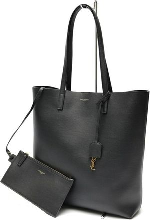 Saint Laurent Black Leather Shopping Bag Tote Bag (Pre-Owned)