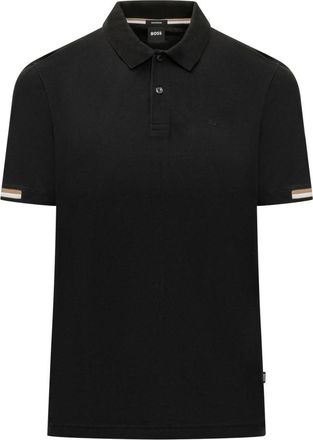 HUGO BOSS Black Solid Shirt Collar Polo
