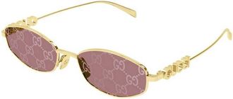 Gucci Red and Silver Mirrored Guccissima Oval Ladies Sunglasses GG1802S 002 55