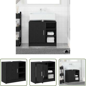 vidaXL vidaXL Mobile da bagno in legno multistrato - Mobile da Bagno Rovere Nero 63 x 29 x 55 cm Legno multistrato