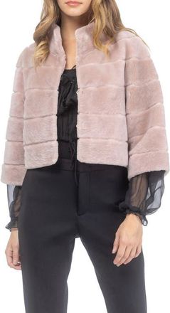Gorski Genuine Shearling Cropped Bolero with Cropped Sleeves in Blush at Nordstrom, Size X-Large