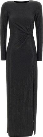 Twentyfourhaitch Jurk met strass en zijdelingse plooi - Dames - Avondkleed - Zwart - L - Kleedjes