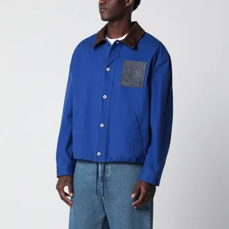 Loewe Giacca a maniche lunghe blu in cotone e pelle