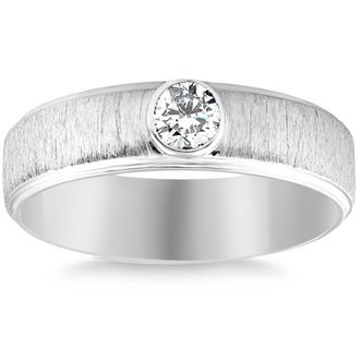 Pompeii3 1/3Ct Diamond Mens Brushed Wedding Band in Gold or Platinum Lab Grown 6mm