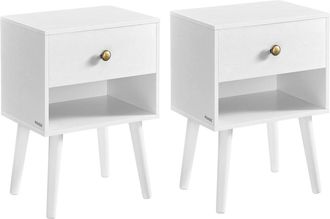 Vasagle 2 mesitas de noche con caj&oacute;n de madera de color blanco