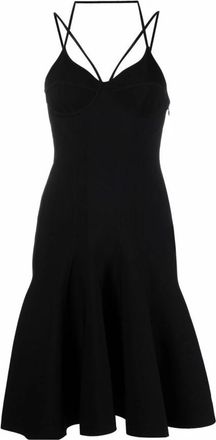 Alexander McQueen Kleedjes, Dames, Zwart, S, Polyester, Zwarte Korsetjurk Gemaakt in Itali&euml;