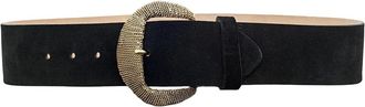L'agence Womens The Roden Sculpted Texture Belt In Black Suede