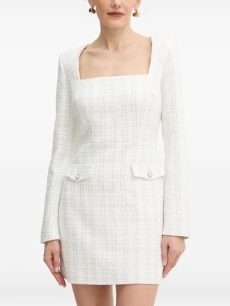 Guess Co pearl-embellished square-neck mini dress - women - Polyester/Metallised Fibres - L - White