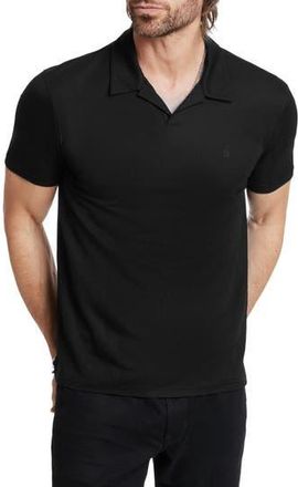 John Varvatos Leroy Johnny Collar Solid Piqu&eacute; Polo in Black at Nordstrom Rack, Size X-Large