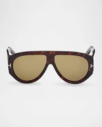 Tom Ford Men & apos;s Bronson T-Logo Shield Sunglasses