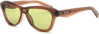 Jacquemus Sunglasses Cat Eye Full Rim, Shiny Black Frame And Grey Lens Jac/59C1