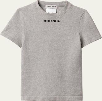 Miu Miu Short-Sleeve Rib T-Shirt