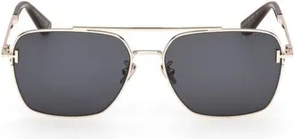 Tom Ford 60mm Navigator Sunglasses in Shiny Rose Gold/smoke Lens at Nordstrom