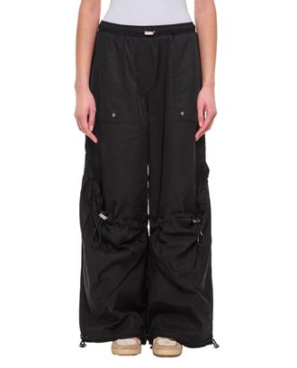 The Attico Oversized Nylon Trousers With Utility Pockets And Adjustable Hem